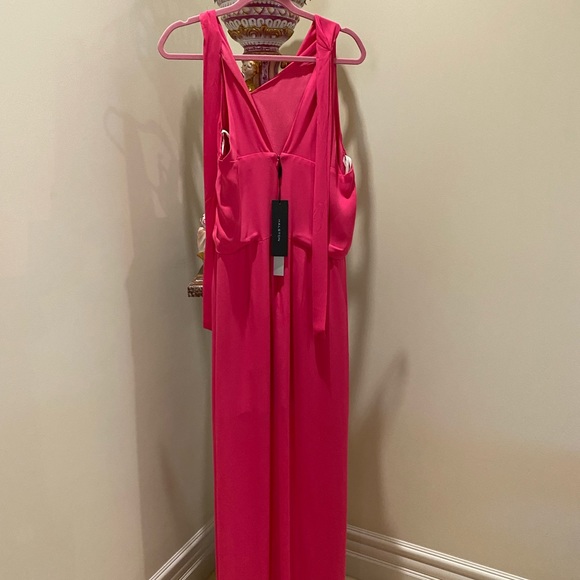 HALSTON Arymetric Draped Gown Azalea Pink 12   NEW MSRP $395 - Picture 7 of 17